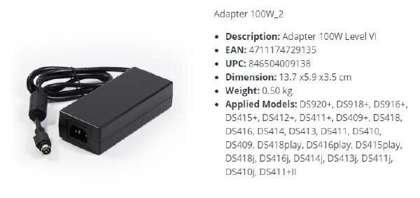 Synology Spare Part AC Adapter for 4 Bay 100W Part-preview.jpg